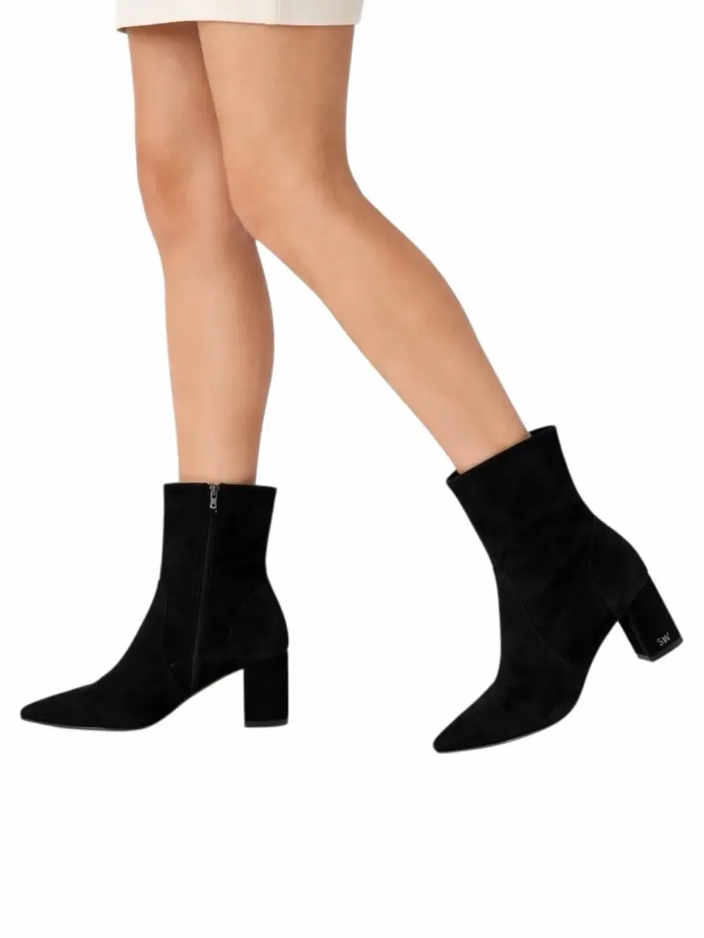 Stuart Weitzman Renegade Suede Block Heel Ankle Boots Black Size 11